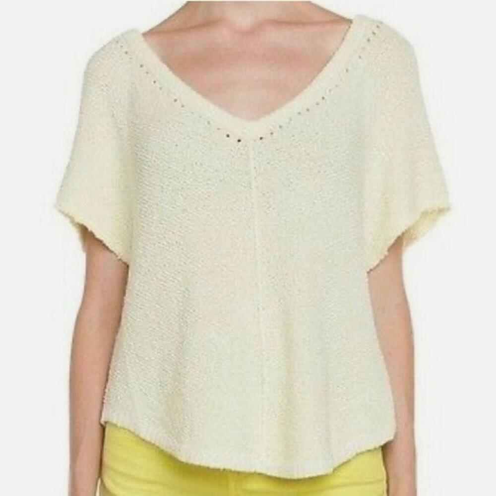 Free People Summer Romance oversized sweater knit short sleeve top size xs